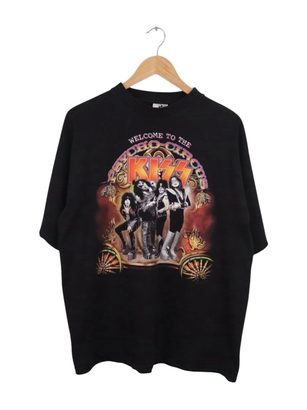 Vintage KISS Psycho Circus Band T Shirt XL Black Rock Graphic USA Made